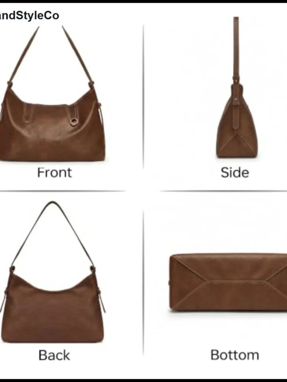 Faux Leather Large Hobo Shoulder Bag Slouchy Tote for Travel Work